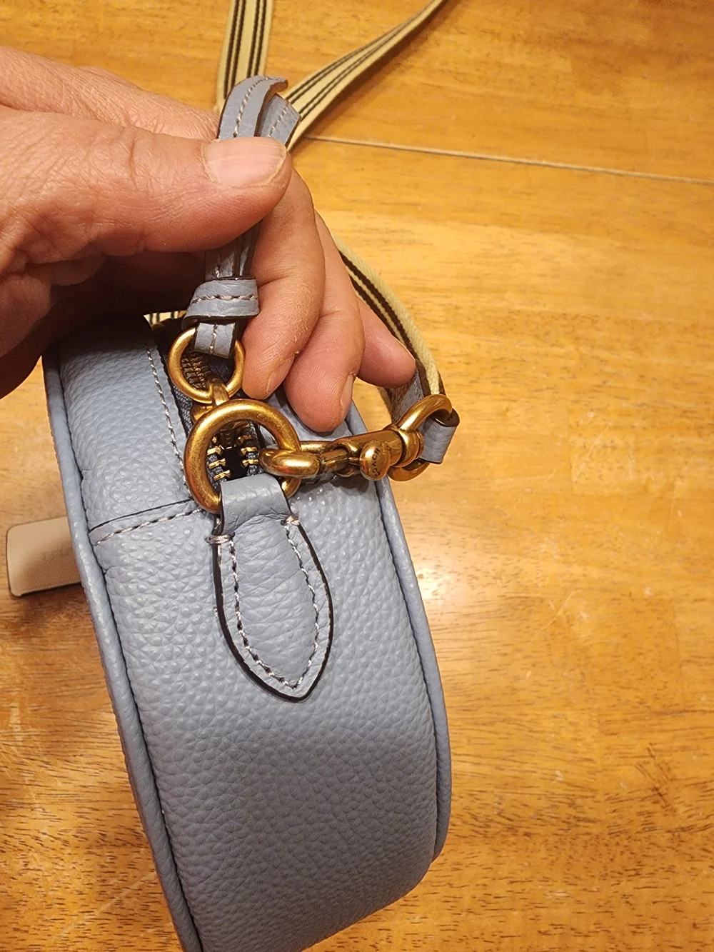 Coach Light Blue Round Crossbody Bag - Signature Leather